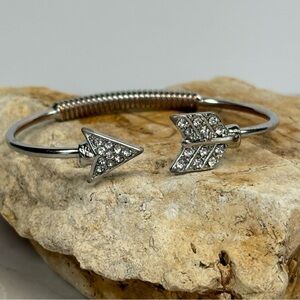 Silver Arrowhead Cuff Bracelet Rhinestone Accents